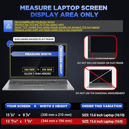 Magicmoon 15.6" Privacy Filter Screen Protector, Anti-Spy/Glare Film for 15.6 inch Widescreen Notebook Laptop with 16:9 Aspect Ratio (Width x Height:344mmx194mm)