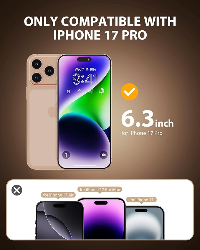 PDDKISS Compatible for iPhone 17 Privacy Screen Protector 6.3 Inch, Purple Gradient Anti Spy Anti Blue Light HD Tempered Glass Easy Installation