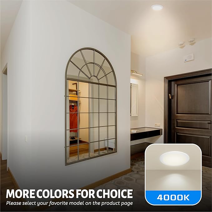 ECOELER 6inch LED Flush Mount Disc Light,16.5W Dimmablel Ceiling Lighting Fixture, 4000K Cool White 1000Lm, Low Profile Aluminum Trim Surface Mount Downlight, ETL & FCC Listed, 10 Pack