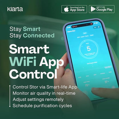 Air Purifier for Large Room - Up to 2775 ft² - Smart WiFi App - Ultra Quiet 24 dB - Air Purifiers for Home Pets - Removes Allergens, Smoke & Pet Odors - 99.97% Particle Filtration - Klarta Stor White