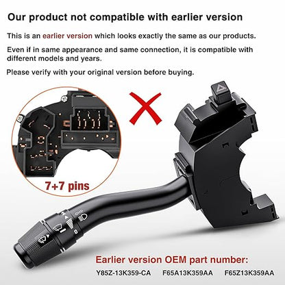 Nilight Turn Signal Switch Compatible with Ford 1999 2000 2001 2002 2003 2004 F150 1999 F250 2001 F250 F350 F450 F550 Super Duty 2000-2015 F650 F750 2002-2003 Blackwood Windshield Wiper Combination