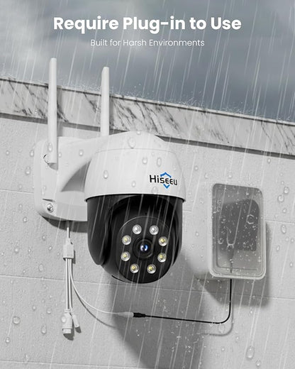 Hiseeu 4K Security Cameras Wireless Outdoor, 8MP 4-Cam Kit, 5G & 2.4G WiFi Cameras System for Home Security, Auto Tracking, Pan Tilt, Color Night Vision, Two-Way Audio, 16CH NVR, 1TB, No Subscription