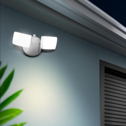 Feit Electric 28W Dusk to Dawn Dual Head Outdoor LED Security Flood Light, 2000 Lumens, 5000K Daylight, Adjustable Heads, Waterproof, Hardwired, 50,000-Hour Lifetime, S9DFL/850/DD/WH