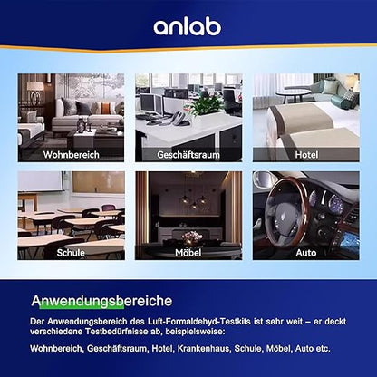 anlab™ Air Formaldehyde (HCHO) DIY Test Kit - Used for Air Quality Testing, Detector Used for Home, Residential, Business, Hotel, Hospital, School, Furniture, Auto (Pack of 5)