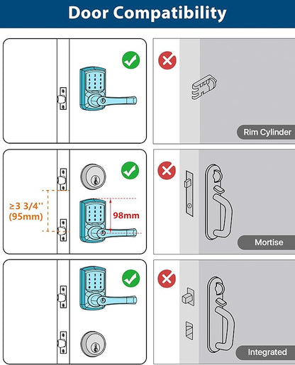 HIDALIFE Keyless Entry Door Lock, Keypad Door-Lock with Handle, Touchscreen, Auto-Locking, Anti-peep Password, Easy to Install for Front Door, Home, Office, Matte Black 2 Pack
