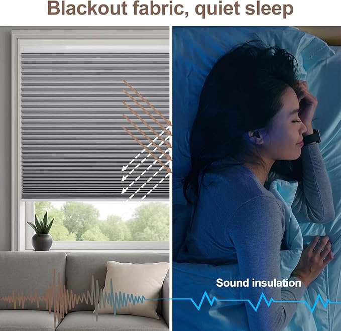 Godark Motorized Blackout Cellular Shades Compatible with Alexa/Google Home Electric Blinds Smart Honeycomb Shades for Windows Automatic Blinds with Remote Custom Size-Light Grey