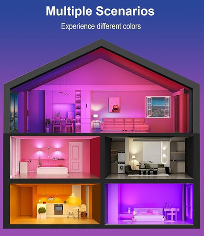 luckystyle Smart Light Bulbs, 9W A19 E26 800LM WiFi Bluetooth LED Bulbs Compatible with Alexa, Google Assistant & Home, 16 Million Colors Music Sync Color Changing Dimmable RGBWW Lights Bulb (2)