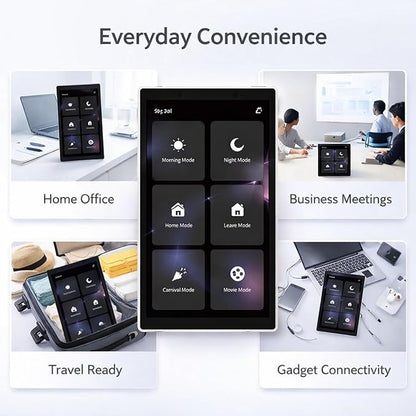 5 Inch Smart Home Control Panel Touchscreen, All - in - One Multimode Gateway Switch, White - Hands - Voice Control, Quick Device Management, Easy Installation for Home Auto
