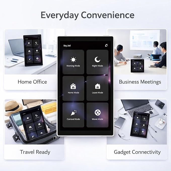 5 Inch Smart Home Control Panel Touchscreen, Wall Mount Smart Devices Switch, White - Built - in Voice Assistant, Multimode Gateway, Quick Control for Home Automation