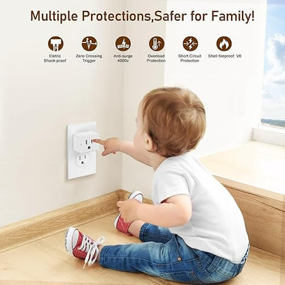 Thinkbee Remote Control Outlet Plug, 15A /1500W 600ft RF Range Wireless Light Switch Kit, Expandable Remote Outlet Switch for Lamp Fan Household Appliances 80-275V, SW-AK1&R06