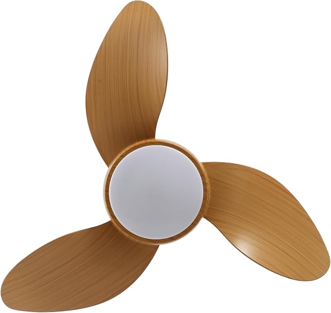 OVAL AIR AIR8000D Albini 22" Contemporary Minimalist 6-Speed Metal Mobile-App/Remote-Controlled Dimmable Smart Integrated LED Ceiling Fan for Living Room, Bedroom, Office, Aspen Pale Oak