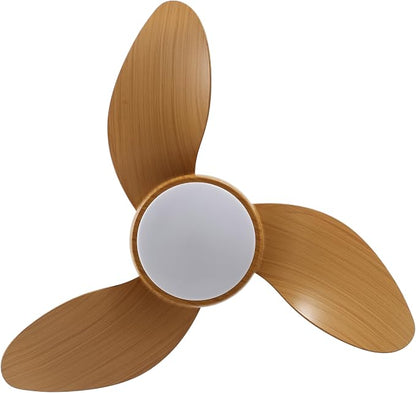 OVAL AIR AIR8000D Albini 22" Contemporary Minimalist 6-Speed Metal Mobile-App/Remote-Controlled Dimmable Smart Integrated LED Ceiling Fan for Living Room, Bedroom, Office, Aspen Pale Oak