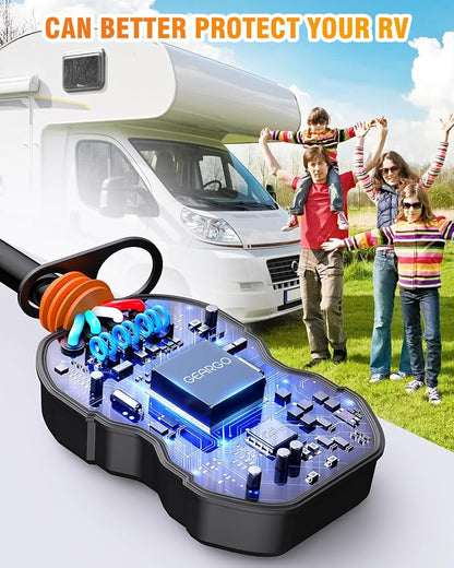 GEARGO 𝟑𝐭𝐡-𝐆𝐞𝐧 RV Surge Protectors 30 Amp, 𝐋𝐚𝐭𝐞𝐬𝐭 RV Circuit Analyzer, IP68 Surge Voltage Protection, RV Adapter Plug for Camper (Orange)