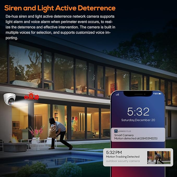 VIKYLIN 8MP IP POE AI Camera, Active Deterrence, 4K @30fps 98ft Night Color Vision F1.0,Vehicle & Human Detection, 2-Way Audio,SD(256GB),IP67 Security Wizsense Outdoor Turret Camera(VK3849)