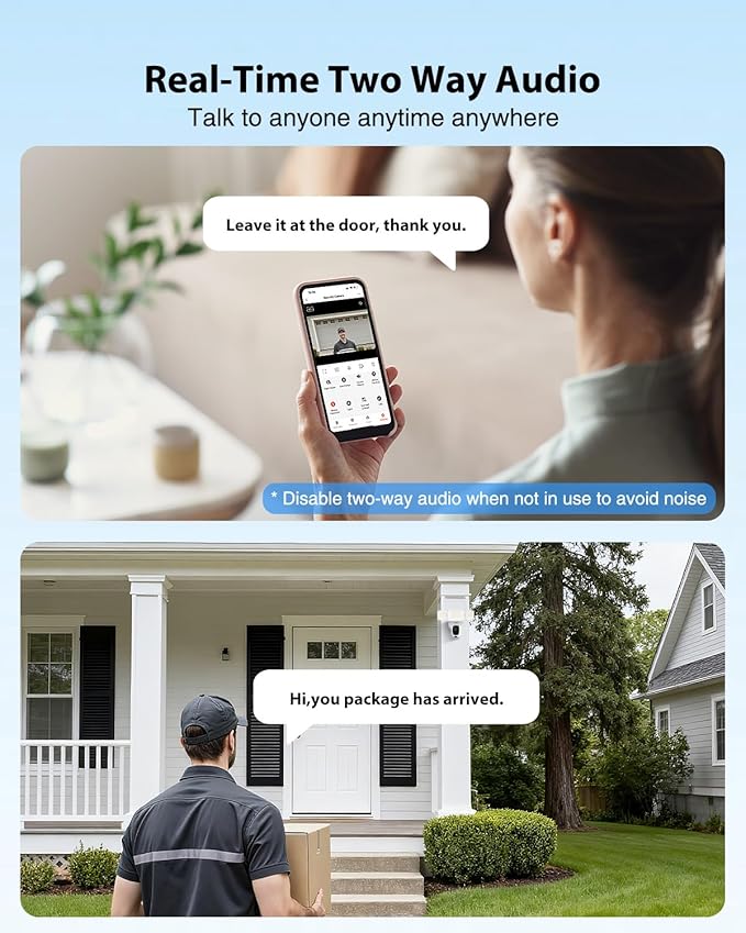6500LM Floodlight Camera Hardwired, 2K HD Security Camera Outdoor with Motion-Activated, Color Night Vision, 24/7 Recording, 2-Way Audio, 2.4G WiFi, Built-in Siren, Works with Alexa & Google
