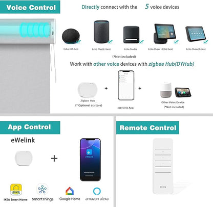 Changshade Smart Roller Shade with Remote Control Light Filtering Automatic Window Shades for Home Custom Size Motorized Blinds for Windows Work with Alexa,Google Home,Apple Homekit, Grey