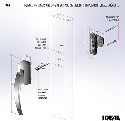 Ideal Security Model 1994 VP Pull Handle Set for Storm and Screen Doors, Fits 1 to 2-1/8 inches Thick Doors, Matte Black