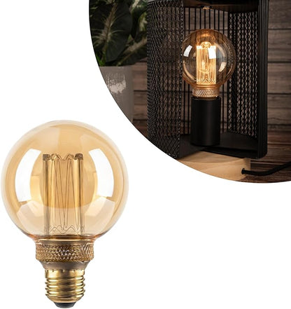 Globe Edison LED Light Bulb, Vintage Decorative Dimmable Bulb, Small Round Glass Cover, 3.5W Low Lumen Eye-Caring Soft Dim Lighting for Mood(Not Daylight White), E26 Medium Base, Amber RN G80