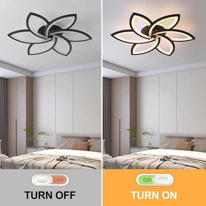 LED Ceiling Light, 50W RGB Flower Flush Mount Light with Remote | Dimmable RGB Ceiling Light with Remote, Independent RGB Backlight, 3000K-6000K, 3000LM Modern Lamp for Bedroom Living Room