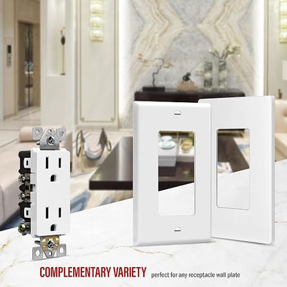 ENERLITES 10 Pack Decorator Wall Outlet, 15A Standard Electrical Receptacle | Self-Grounding, UL Listed, 5-15R, 125V, Non-Tamper Resistant Residential Outlets for Home, Kitchen, Bathroom, White