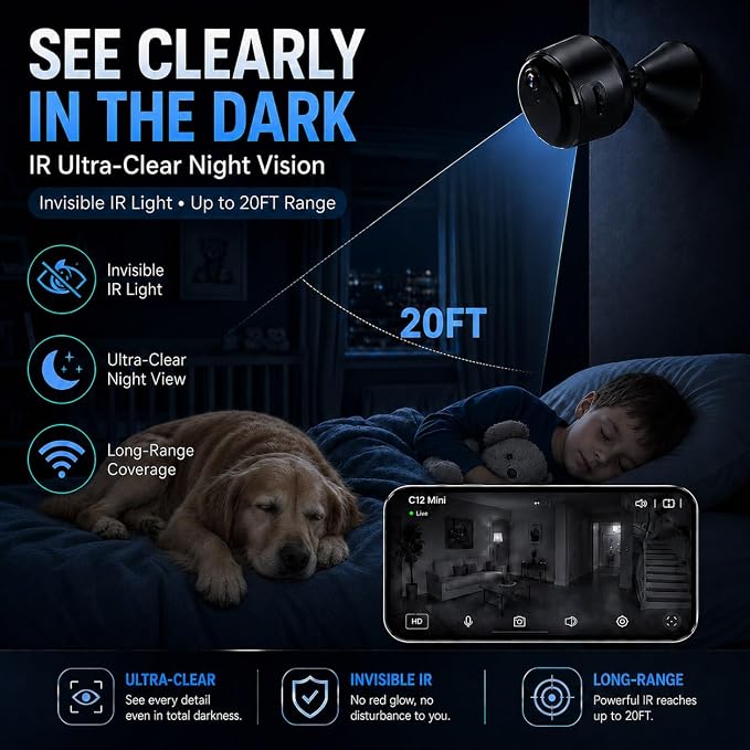 4K Mini Indoor Security Camera Wirless Nanny Cam with 60-Days Battery Life