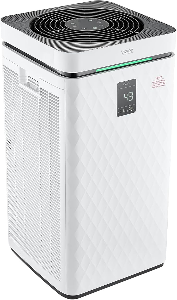 VEVOR Air Purifier for Bedroom Home, H13 HEPA Layer Filter 3139 ft²/h Smart Air Purifier with Speed Control & Child Lock Guard, 23 dB Sleep Mode Air Cleaner for Smoke Dust with Convenient Touch Panel