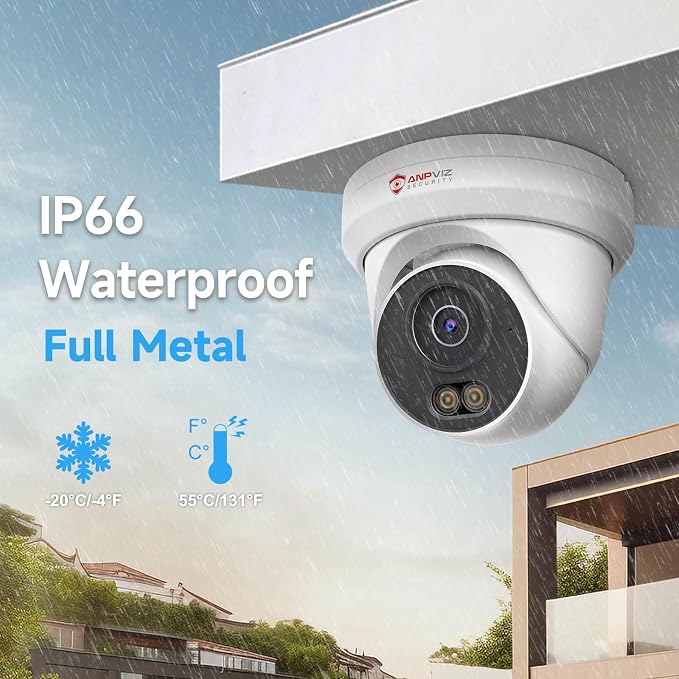 Anpviz 8CH PoE Security Camera System, 8X 5MP Turret Cams, 6MP NVR (No HDD)