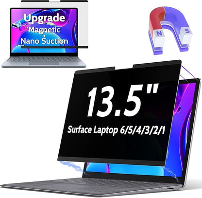 Peslv Magnetic Privacy Screen for Surface Laptop 6/5/4/3/2/1 13.5 Inch, Removable Anti Blue Light Glare Filter, Black Security Private Apy Block Protector