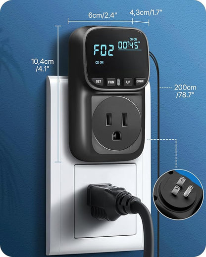 Digital Temperature Controller Outlet, 15A/1800W Heavy Duty Thermostat Plug, VA LCD Display, Heating/Cooling Control, -40°F~210°F, 4 Timer Modes, for Greenhouse Incubator Homebrew B01TC06