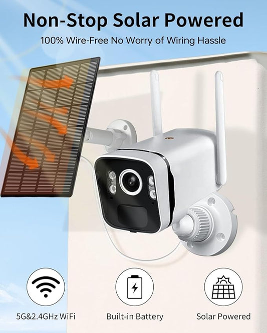 Solar Security Cameras Wireless Outdoor: 2.5K/4MP UHD Battery Solar Powered Home Security Wifi System with 10" LCD Monitor, 10CH NVR Color Night Vision Smart Motion Alert 2-Way Audio 64GB Storage