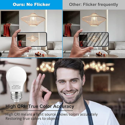MorningLight 6 Pack A15 LED Bulbs 60 Watt Equivalent, Neutral White 4000K, E26 Base, Non-Dimmable, 6.5W 600 Lumens Bulb, A15 6.5W LED Light Bulbs for Ceiling Fan, Wall sconces, 25000+ Hours Lifespan