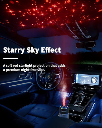 Smart Car Air Freshener with Auto Sensor, Car Aroma Diffuser with RGB Music Syncing Light & Starry Sky Projection, Up to 120 Day Use, 120ML Capacity, Scent: No.02-Coastal Citrus