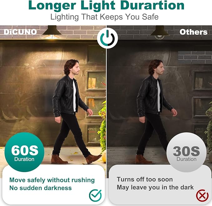 DiCUNO PIR Motion Sensor Light Bulbs, 12W (100W Equivalent) E26 LED Body Motion Sensor Infrared Bulb Auto on/Off, Outdoor/Indoor Light for Front Porch Garage, 1100LM 2700K Warm White, 2 Pack