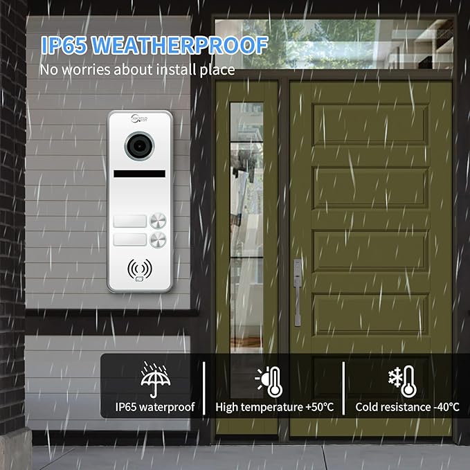 Wired Apartment Video Intercom System 2 Units 7 Inches Touch Monitor Wireless Wifi Video Doorbell System,Video Door Phone Kit,Indoor Outdoor Support Monitoring, Unlock, Dual Way Intercom for Home