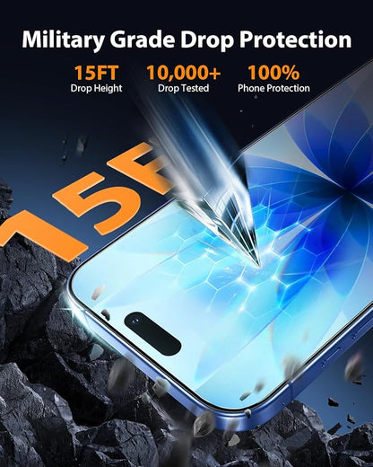 Mkeke for iPhone 17 Screen Protector 3 Pack, [9H+ Hardness] [Military-Grade Drop Protection] [Sensitive Touch] [Easy Installation] [HD Clear] Full Edge Coverage Tempered Glass