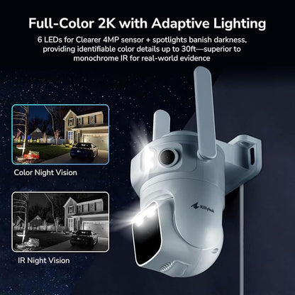 Kittyhok Home Security Camera System Wireless, 2K Triple Lens Cameras