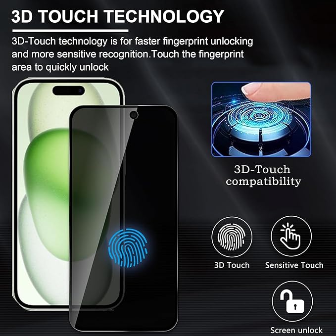 2 Pack compatible with iPhone 15 Plus Privacy Screen Protector Mirror Effect Anti-Spy Mirrored Tempered Glass Film with Easy Installation Alignment Frame Full Coverage Anti Scratch 6.7 inch -