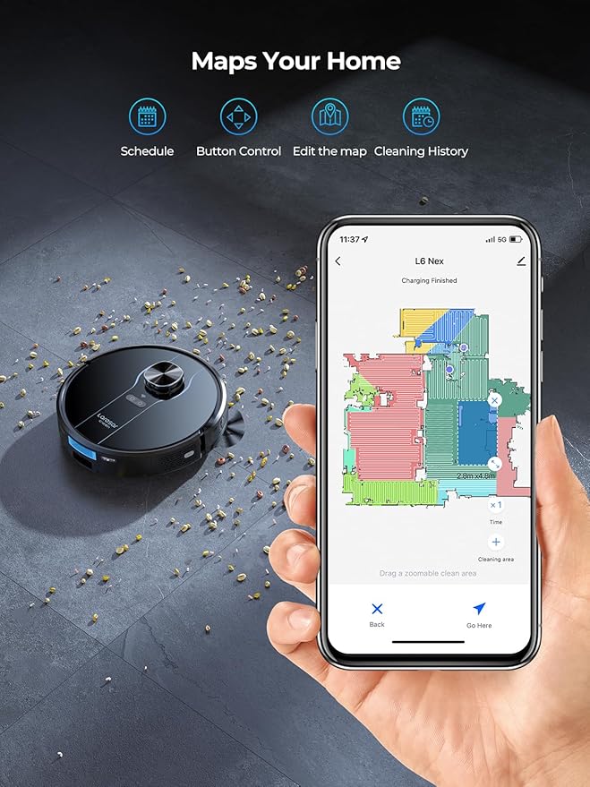 Laresar Clean Robot Vacuum and Mop, 8000Pa Robotic Vacuum with Self-Emptying Base, Lidar Navigation, Smart Mapping, 60 Days Capacity, 180mins Runtime, Ideal for Pet Hair, Hard Floor, Carpets