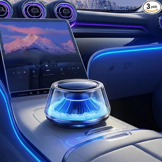 Smart Car Air Freshener 5 Ambient Light & Mist Car Fragrance, Auto On/Off, Adjustable Concentration Diffuser with Two fragrance, Lasts for 6 months, Pine and Rose
