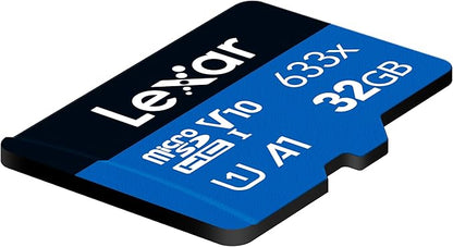 Lexar High-Performance 633x 64GB microSDXC UHS-I Card w/ SD Adapter, C10, U3, V30, A1, Full-HD & 4K Video, Up To 100MB/s Read, for Smartphones, Tablets, and Action Cameras (LSDMI64GBBNL633A)
