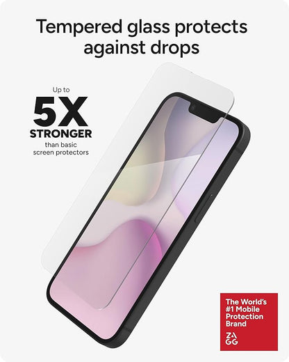ZAGG Glass Elite Screen Protector for Apple iPhone 17e/ 16e/ 14/13/ 13 Pro - Advanced Impact and Scratch Protection, Anti-Fingerprint Technology, InvisibleShield, Easy to Install