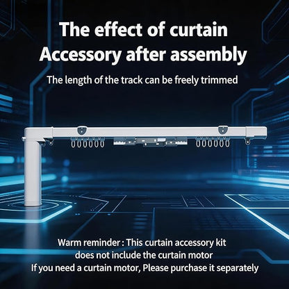Smart Curtains, Universal Electric Curtain Accessories Installation Kit, Aluminum Alloy Thickened Silent Track 244.1''(6.2m), Including a Complete Set of Accessories, Excluding Curtain Motor