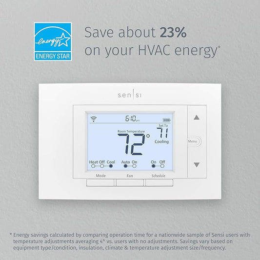 Emerson Sensi Wi-Fi Smart Thermostat for Smart Home, Pro Version, Works with Alexa, Energy Star Certified