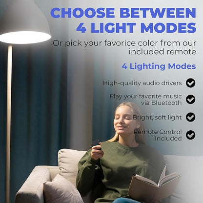 SKYLAR LED Color Changing Light Bulb with Bluetooth Speaker, E26 A23 RGB Bulb, 4 Light Modes, Remote Control, Color Changing Party Light for Bedroom, Home Decor & Holidays