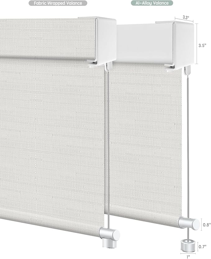 Yoolax Customized Motorized Outdoor Shades, Smart Blinds Compatible with Alexa Google, Remote Control Waterproof Blinds for Patio Porch Windows Outside (10% Openness White Pebble Path)