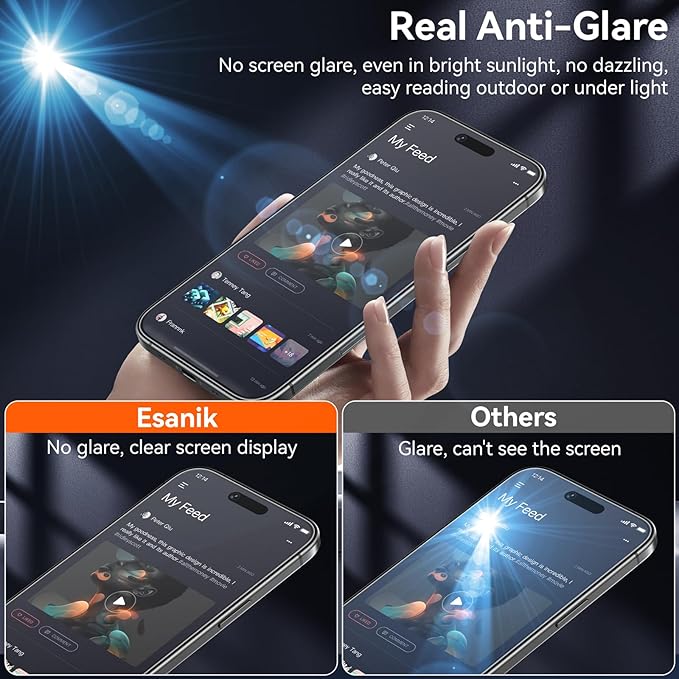 Esanik 2-Pack for iPhone Air Matte Privacy Glass Screen Protector, Anti-Glare & Anti-Spy,Anti-Reflection, Smooth as Silk, Military-Grade 9H Hardness,Flawless Fit Tray