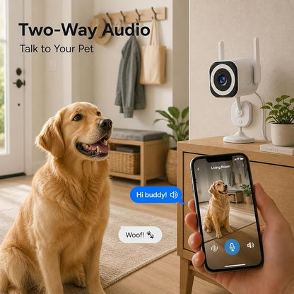 Cameras for Home Security Indoor Outdoor, Plug-in 2K Security Camera with Dual Antenna 5G/2.4G WiFi, 4X Zoom, Color Night Vision, Motion Detection, 2-Way Audio, Siren, IP66, SD/Cloud(2Pcs)