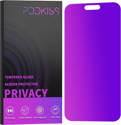 PDDKISS Compatible for iPhone 15 Plus/iPhone 16 Plus Privacy Screen Protector Tempered Glass 6.7 Inch, Purple Gradient Anti Spy Anti Blue Light HD Easy Installation