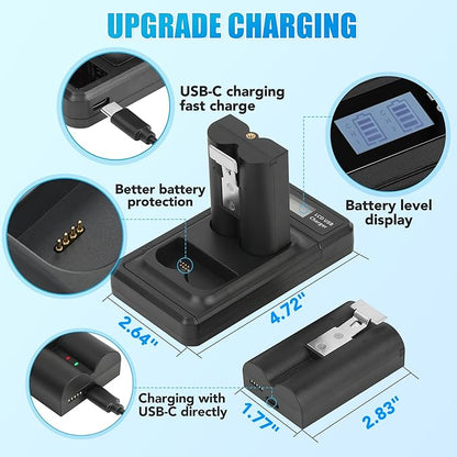 2-Pack 7200mAh Replacement Battery Pack with LED Charger Station for Ring Video Doorbell 2/3/3 Plus/4, Spotlight Cam, Stick Up Plus/Pro | Rechargeable Li-ion Battery | Quick Release Power Supply