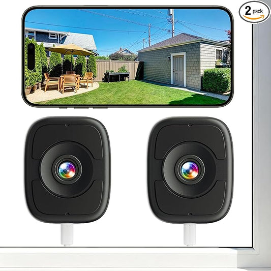LongPlus 8MP 4K Window Camera, 5GHz & 2.4GHz WiFi Camera for Home Security with Color Night Vision, 24/7 Recording, Person/Motion Detection, Easy Install 2Pack